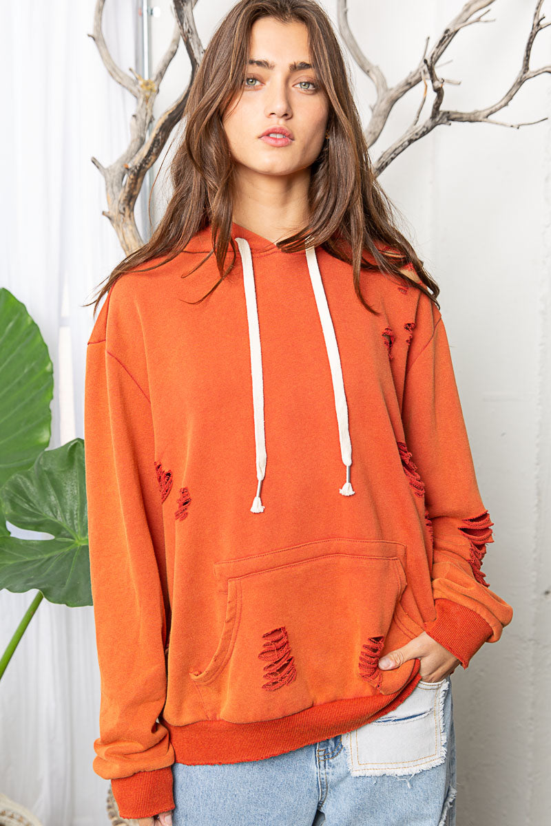 Distressed Orange Hoodie