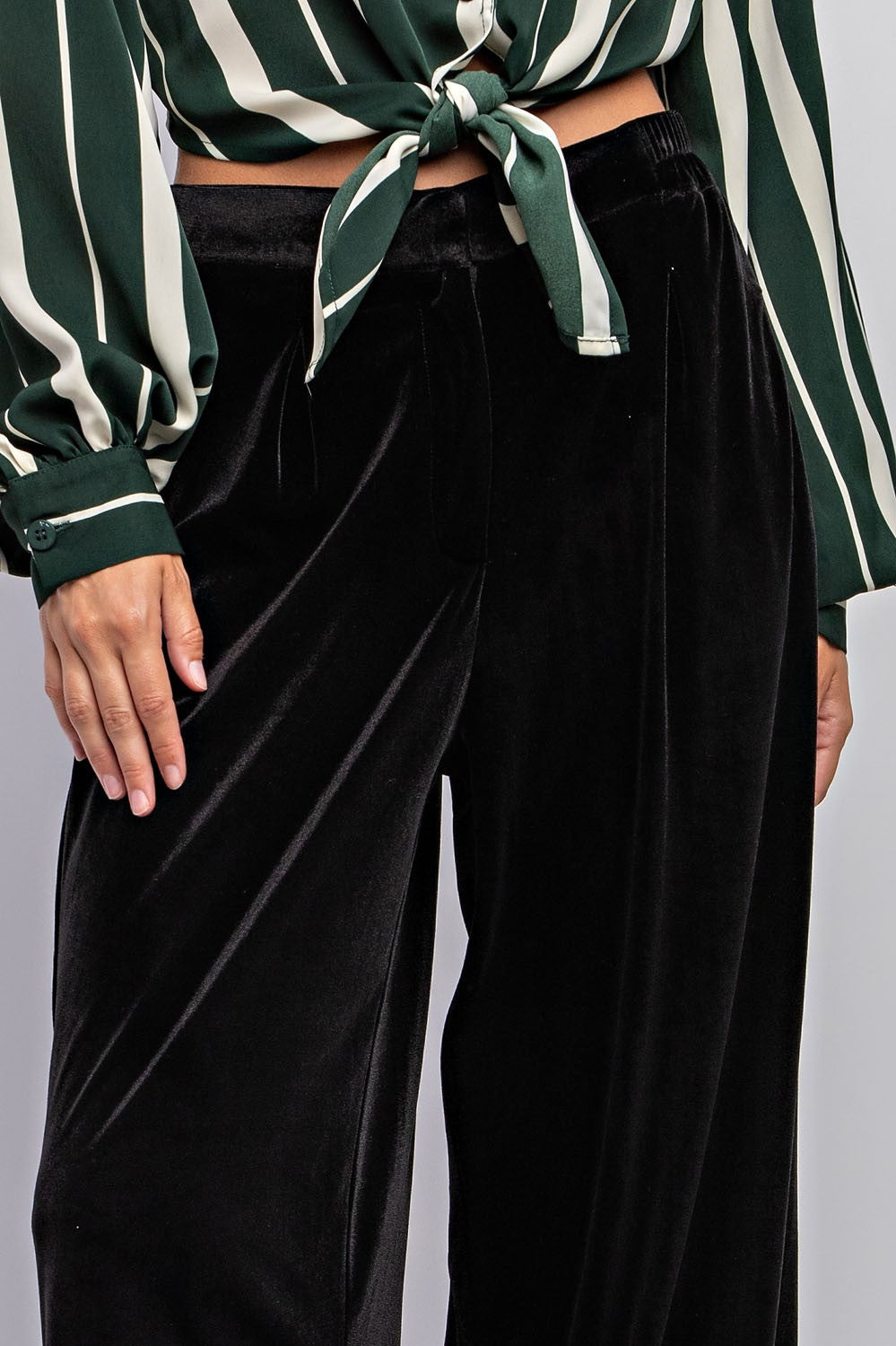 Black Wide Leg Velvet Pants