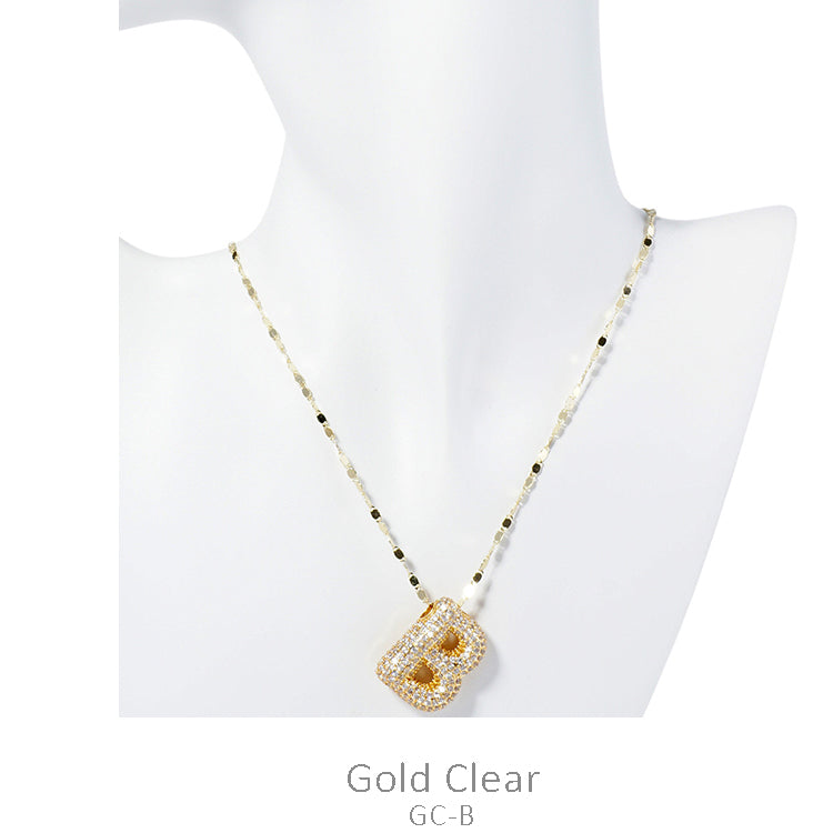 Gold CZ Bubble Initial Necklace