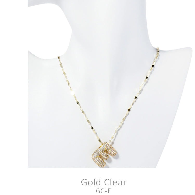 Gold CZ Bubble Initial Necklace
