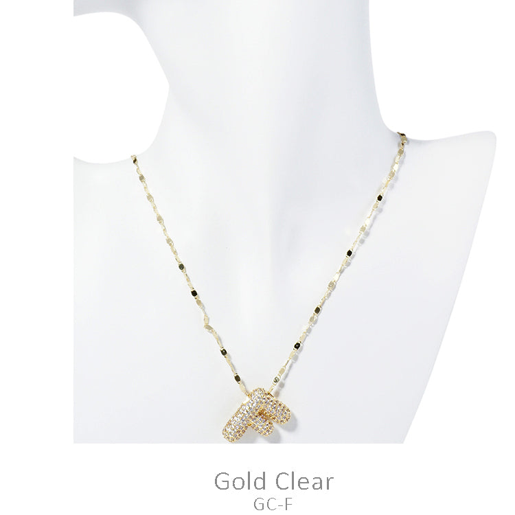 Gold CZ Bubble Initial Necklace