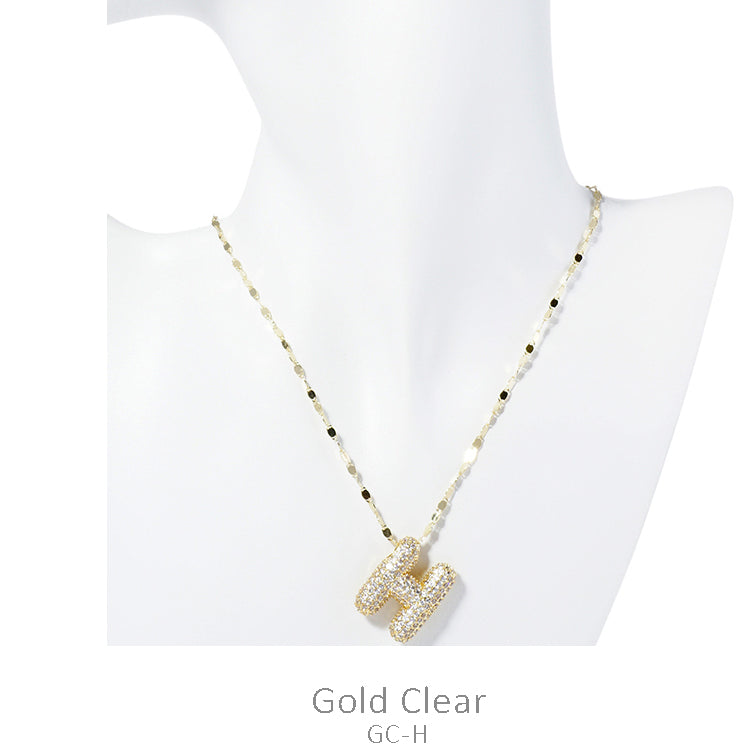 Gold CZ Bubble Initial Necklace