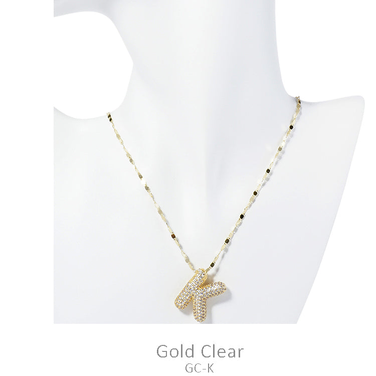 Gold CZ Bubble Initial Necklace