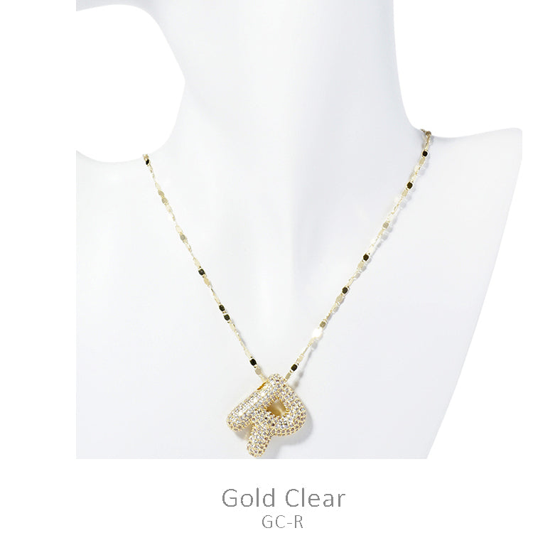Gold CZ Bubble Initial Necklace