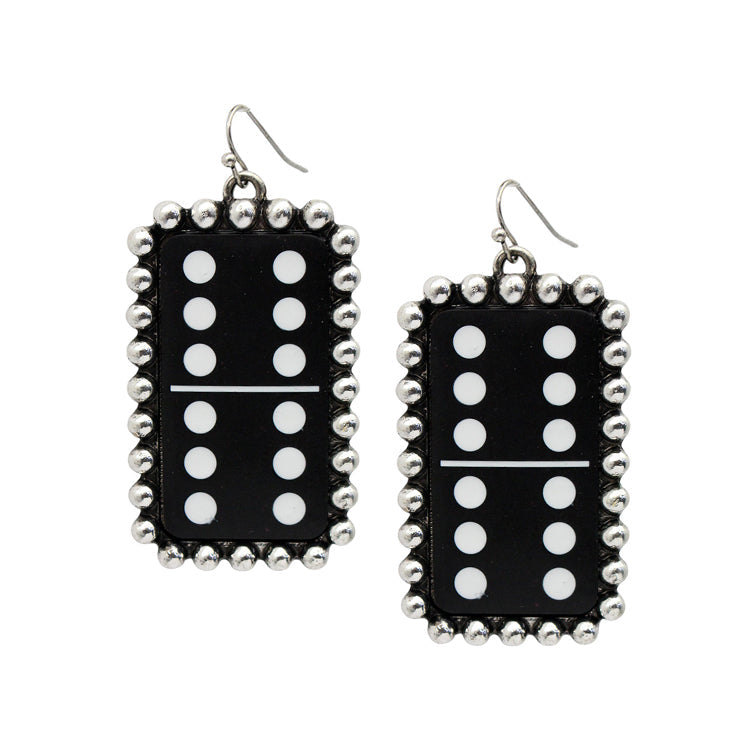 Black Dice Dangle Earrings