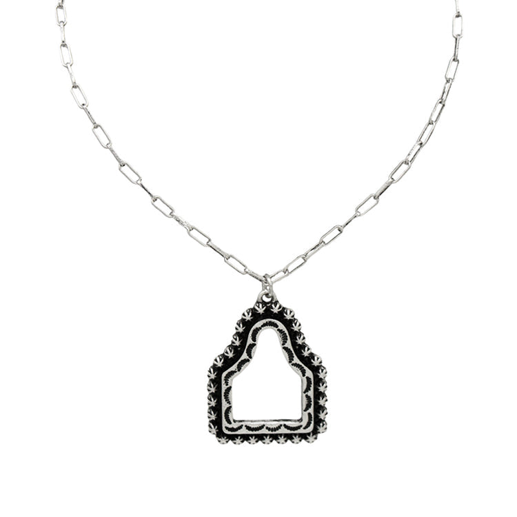 Burnished Silver Cow Tag Necklace