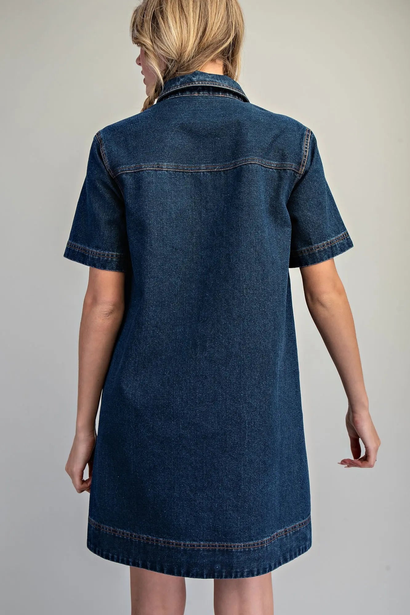 Denim Collared Button Down Mini Dress