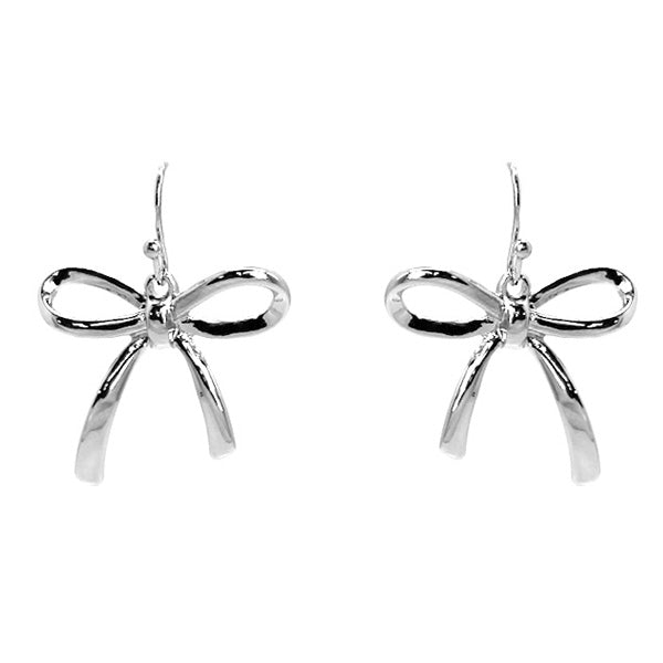 Silver Bow Dangle Earrings