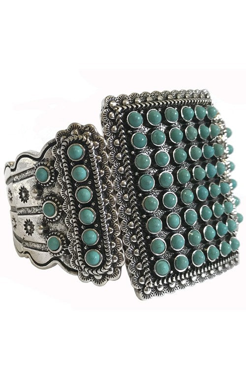 Rectangle Turquoise Gem Stretch Bracelet