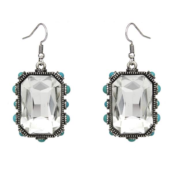 Glass & Turquoise Square Earring