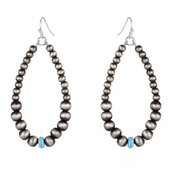 Pewter Pearl & Turquoise Teardrop Earring