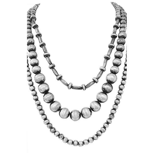 Pewter Pearl 3 Strand Necklace