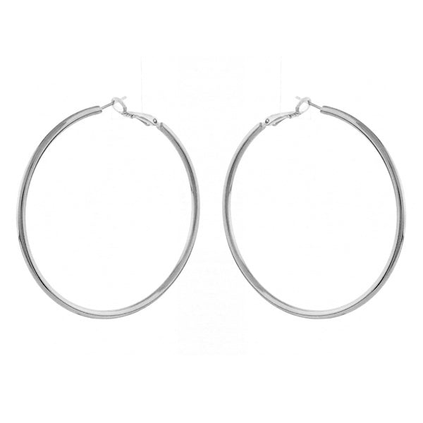 2.25" Simple Silver Hoop Earrings