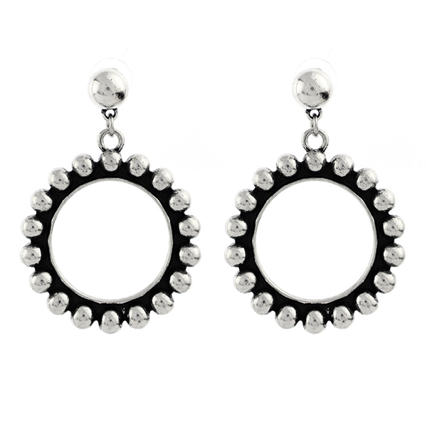 Cut Bubble Bead Hoop Post Earring