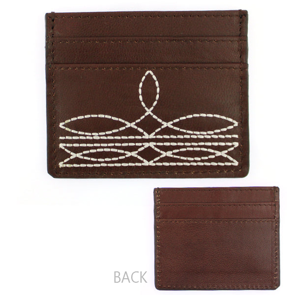 Brown Boot Stitch Leather Card Holder