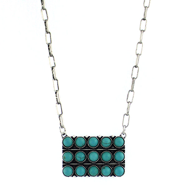 Turquoise Stone Bubble Bar Necklace