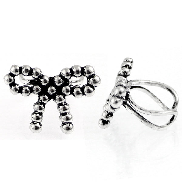 Bubble Bead Bow Cuff Ring