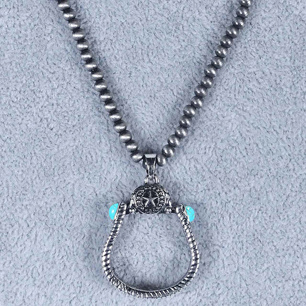Pewter Pearl & Stirrup Necklace