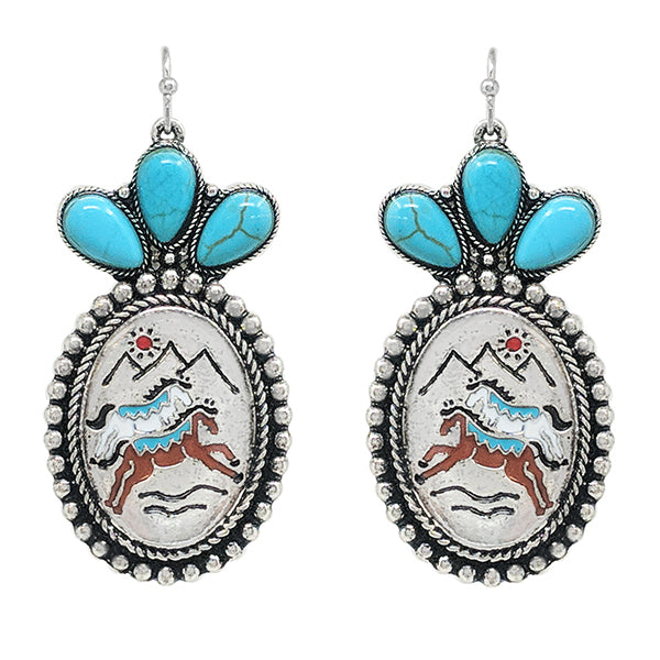 Horse & Mountains Dangle Earrings