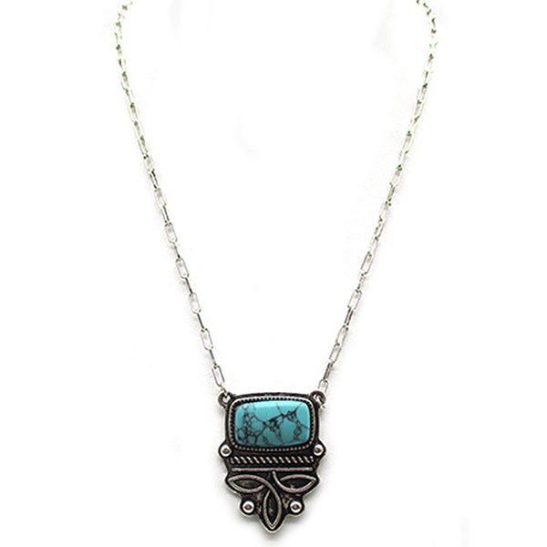 Boot Stitch & Turquoise Necklace