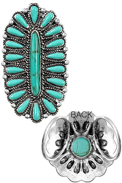 Turquoise Concho Style Scarf Ring