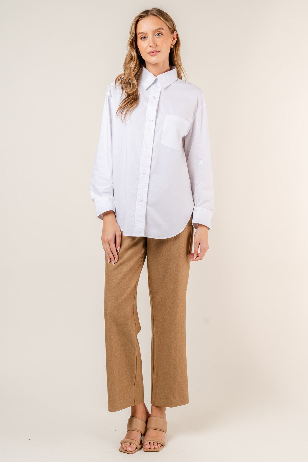 White Oversized Button Down Shirt
