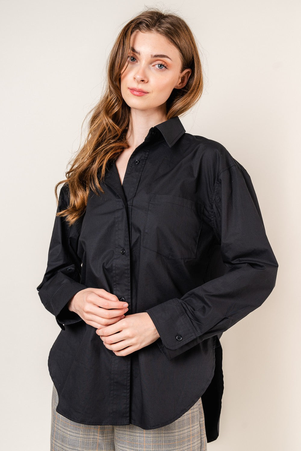 oversized black dress shirt Oversized Button Up Shirt