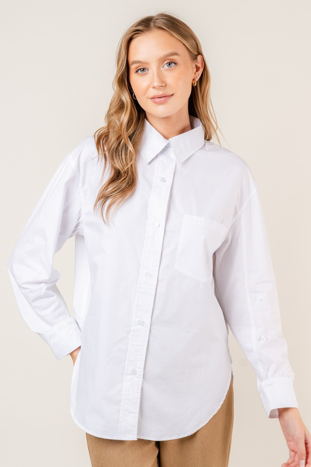 White Oversized Button Down Shirt