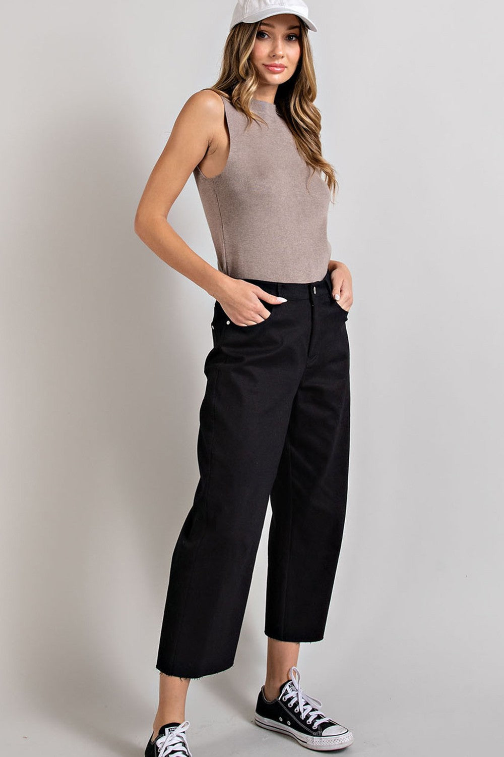 Black Straight Leg Pants with Pockets