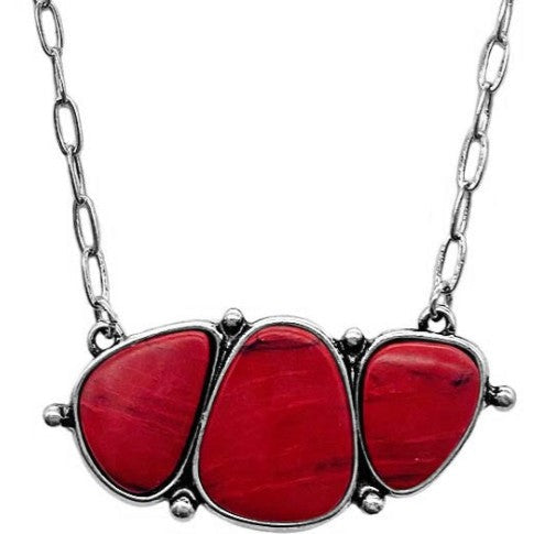Organic Coral Agate Stone Necklace