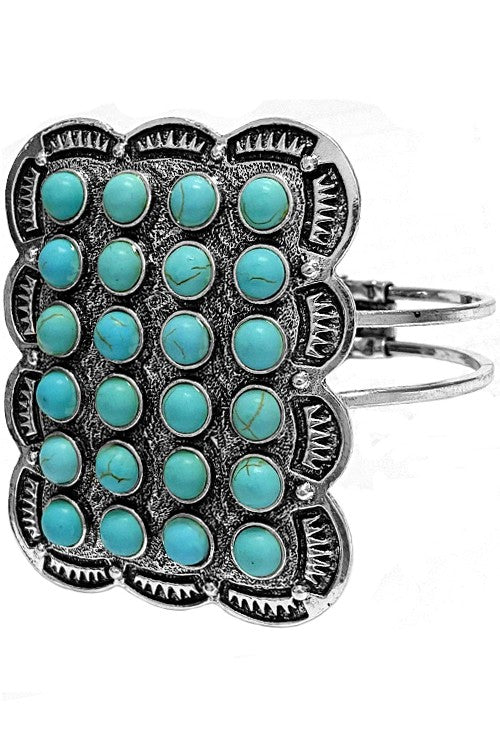Aztec Turquoise Gem Hinge Bracelet