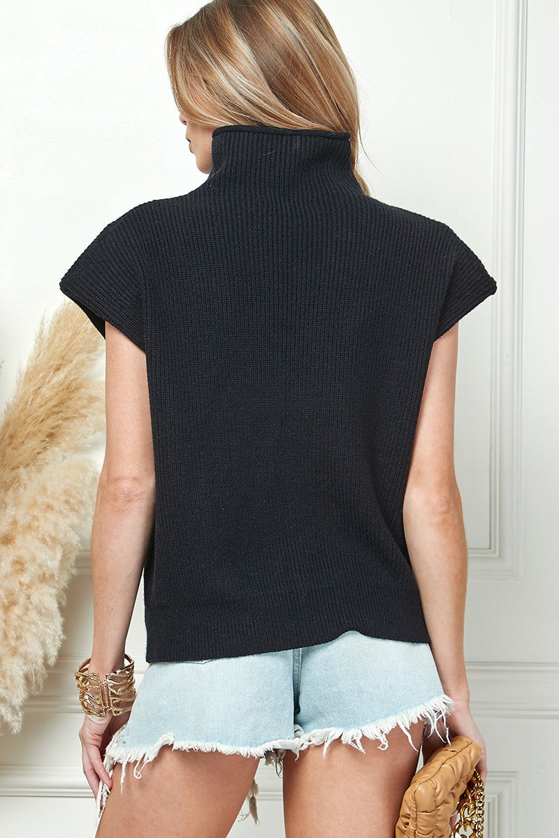 Black Wide Shoulder Turtle Neck