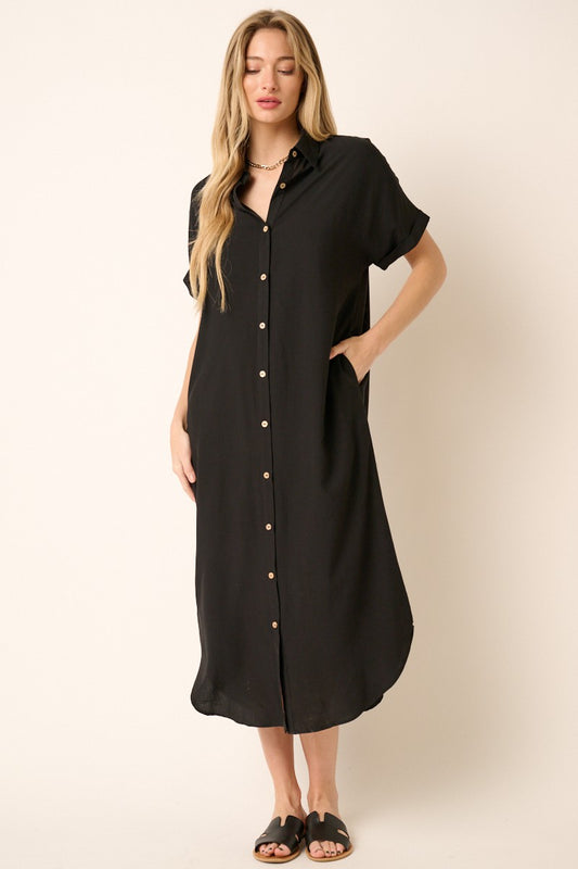 Black Dolman Short Sleeve Maxi Dress