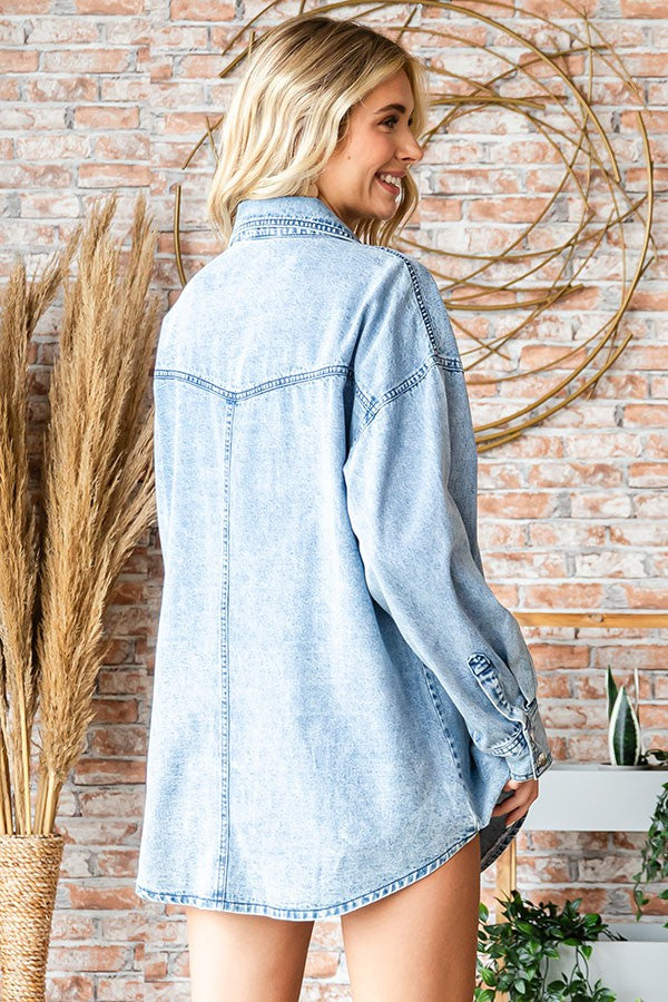 SNAP BUTTON DENIM SHIRT