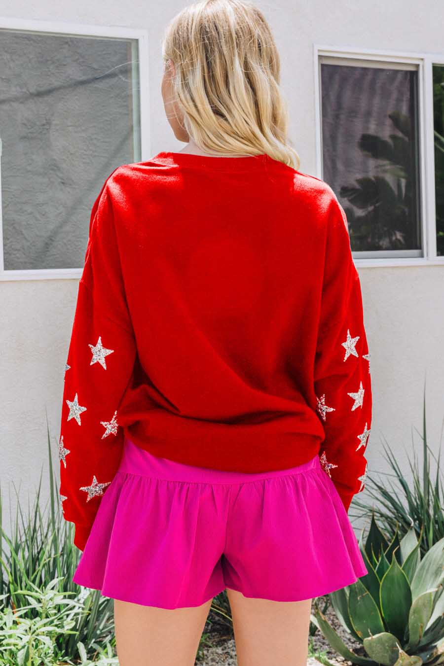 Red Star Patch Oversized Sweater