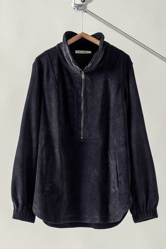Soft Funnel Neck Half Zip Top
