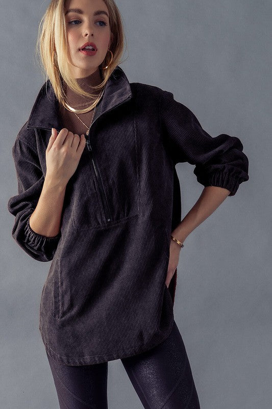 Soft Funnel Neck Half Zip Top