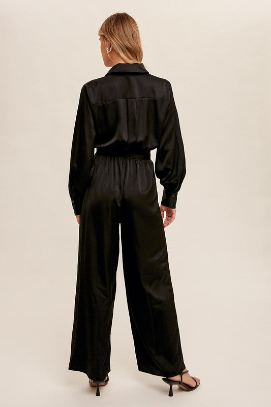 Black Ribbon Belted Jumpsuit