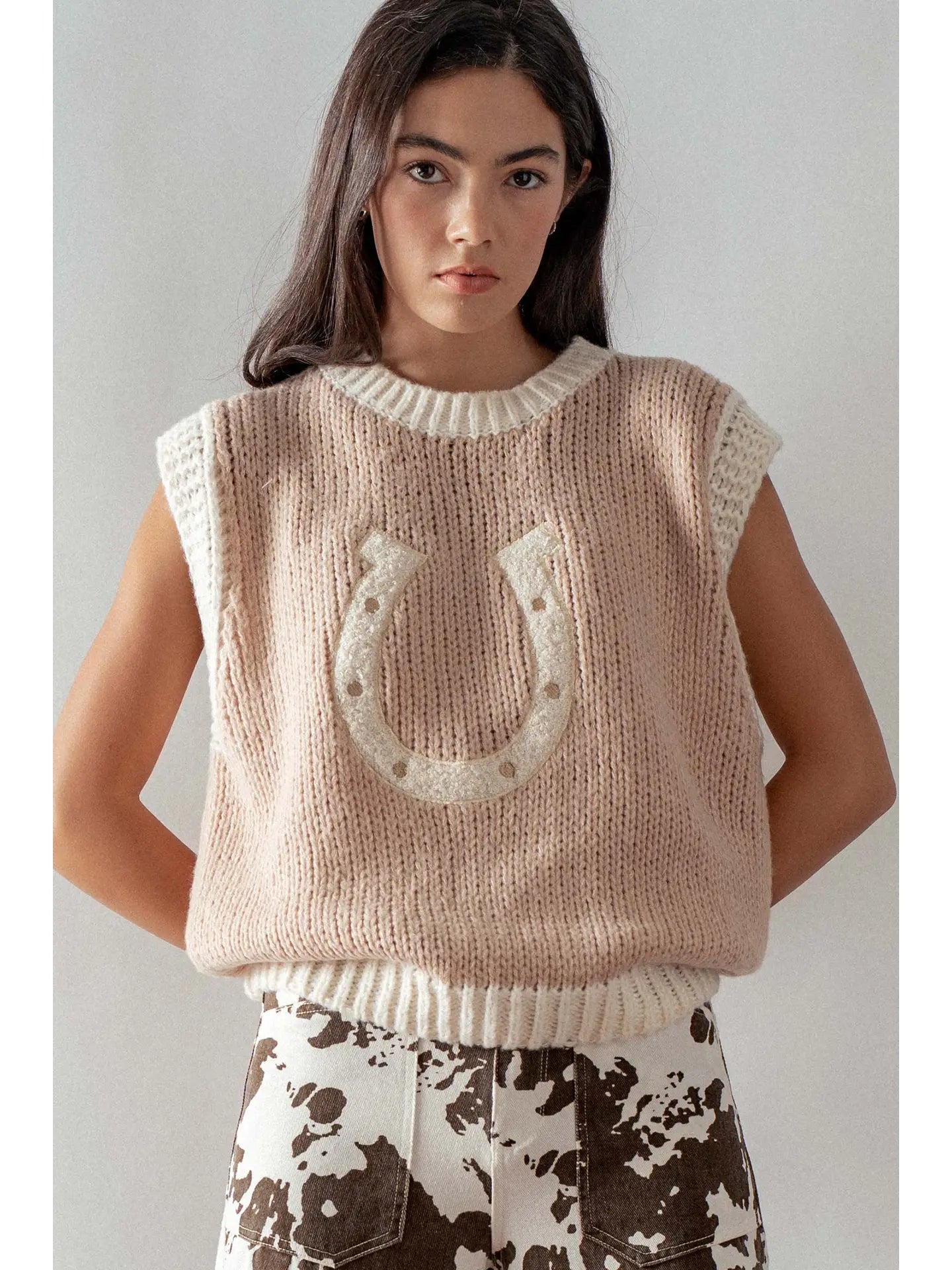 Mocha Horseshoe Crochet Sweater Vest