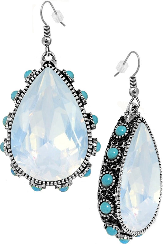 Glass Teardrop & Turquoise Earrings