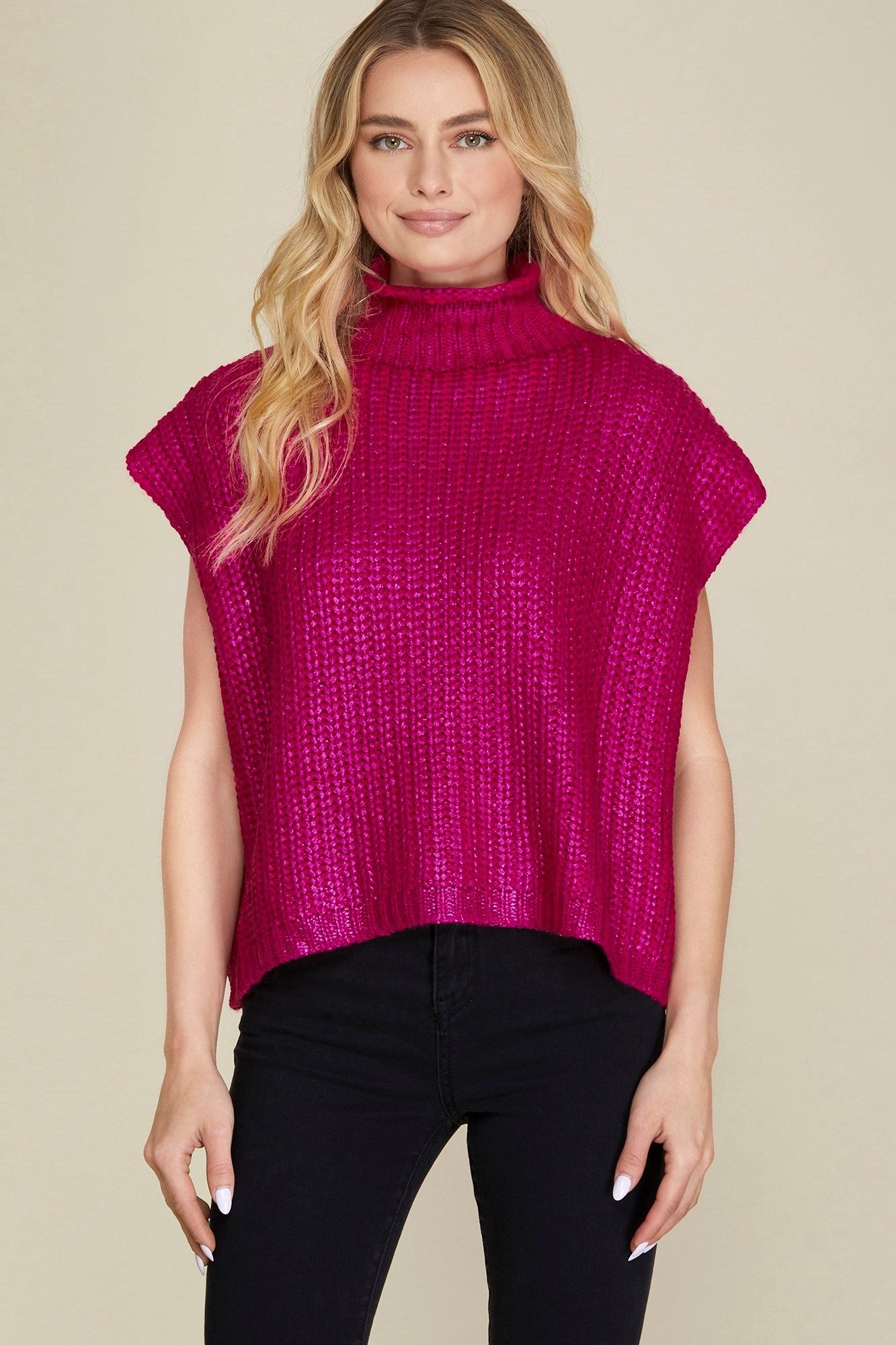 Fuchsia Pink Metallic Foil Top