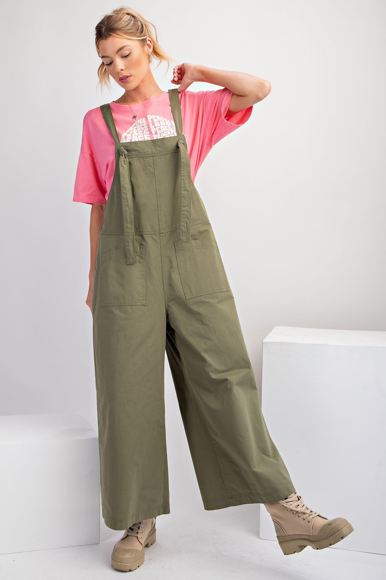 Olive Wide Leg Parachute Jumpsuit