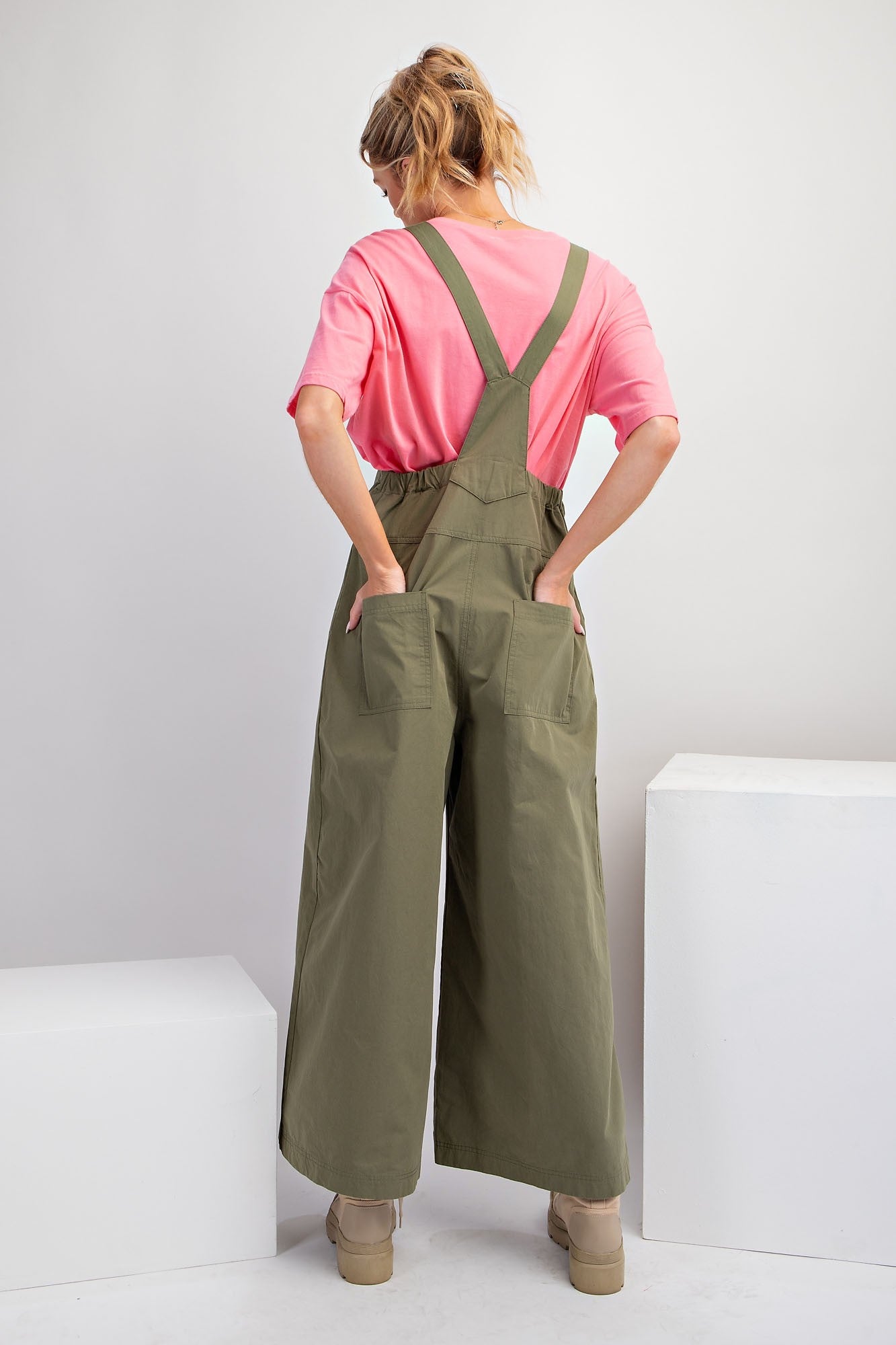 Olive Wide Leg Parachute Jumpsuit