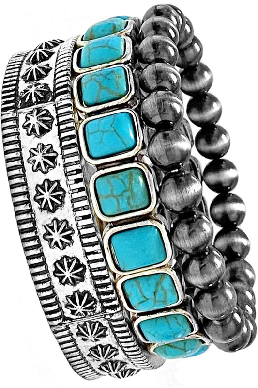 Turquoise & Navajo Pearl Bracelet Set