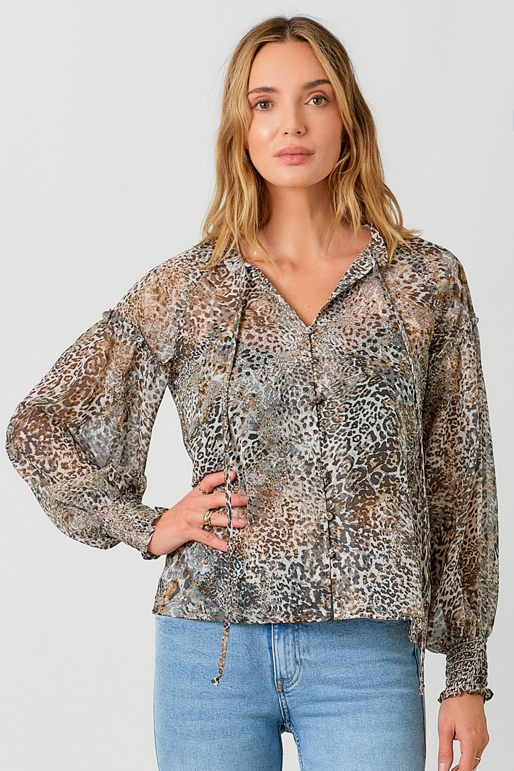 Leopard Peasant Blouse