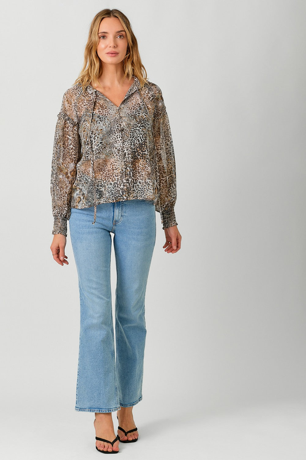 Leopard Peasant Blouse