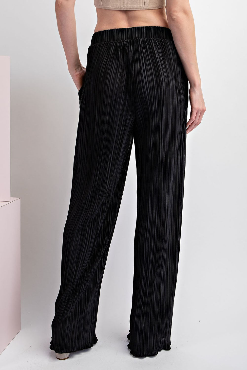 Black Pleated Straight Leg Pants