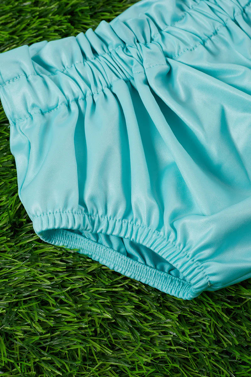 Aqua Ruffle Baby Bloomers