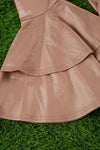 Girls Tan Faux Leather Double Layer Bell Pants