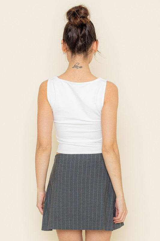 White Double Layer Square Neck Tank